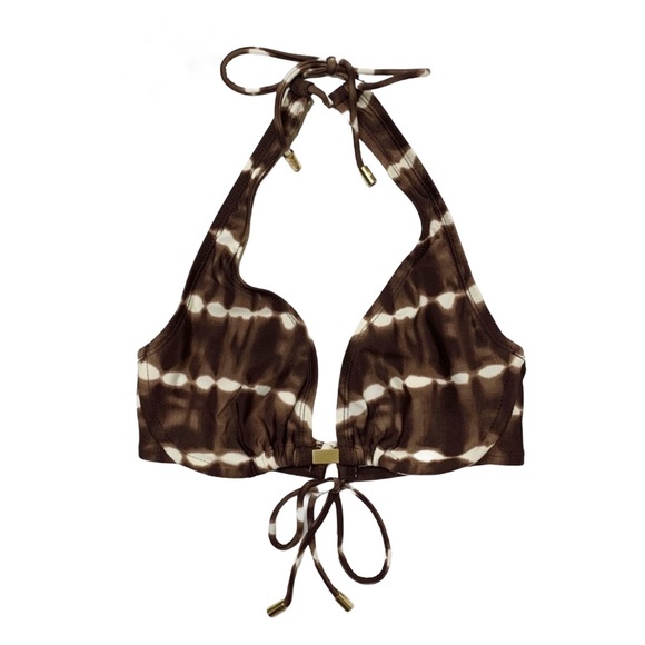 Michael Kors Brown & Cream Bikini Swim Top